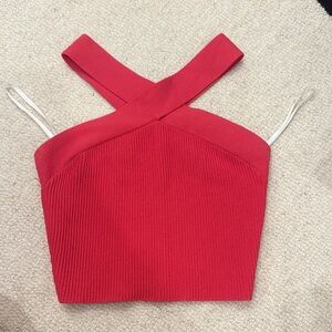 Aritzia Red sculpt knit cross cross tank